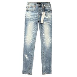 Designer Jeans Hommes Femmes Pantalons Violet Ksubi High Street Rétro Peinture Spot Pieds Minces Micro Élastique Trou Son Q2M3