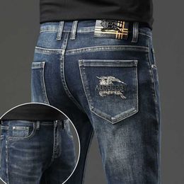 Jeans de diseñador para hombres 2024 Autumn/Winter New Men's Jeans Elastic Landy Marca de moda pequeña Pantalones casuales de alto nivel para hombres