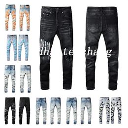 Designer Jeans Mens Denim Pantalons de broderie Mode Trous Pantalon Taille US 28-40 Hip Hop Pantalon à glissière en détresse pour homme 2023 Top Vendre 757053822