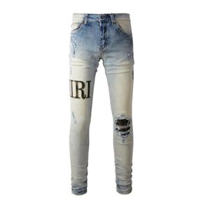 Designer Jeans Heren Denim Borduurbroek Mode Gaten Broek Amerikaanse maat 28-40 Hip Hop Distressed Ritsbroek voor heren 2024 Topverkoop 28-40