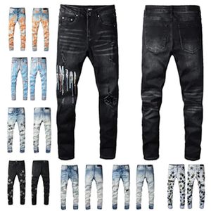 Designer Jeans Mens Denim Pantalon de broderie de mode Tableau Us Taille 28-40 Hip Hop Disculé à fermeture éclair pour mâle 2024 Top Sell