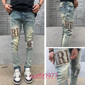 Designer Jeans Mens Denim Pantalons de broderie de mode Trant