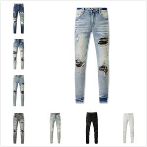 Designer Jeans Hommes Denim Pantalons de broderie Trous de mode Pantalon Taille US 28-40 Hip Hop Pantalon à glissière en détresse pour vente masculine