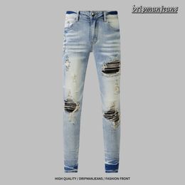 jeans skinny jeans de marque pantalons en denim pour hommes pantalons de mode pantalons hiphop pantalons à glissière en détresse pour hommes jeans AMlRI taille usa pantalons jeans goutte à goutte pantalons de rap