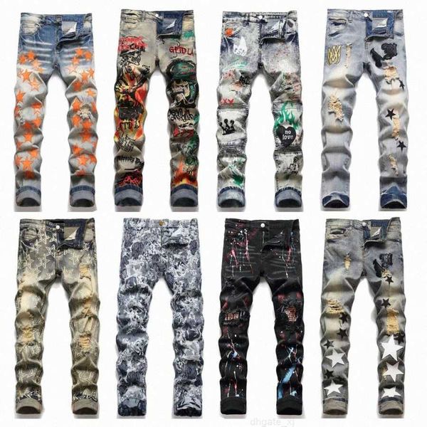 Designer Jeans jeans jeans denim pantalon en détresse de motard déchiré de mot de motte pantalon moe slim fit pantalon de style moto z13s #