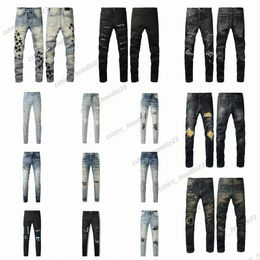 Jeans de diseñador para hombres Jeans largos jean jean broken agujero jeans mismo estilo de alta calidad jean style gato bigote blanqueador azul blanco blanco