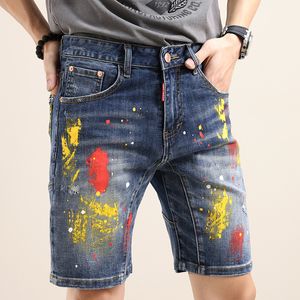 designer jeans herenjeans herenshorts geborsteld geverfd American High Street opnieuw gestikt Seiko jeans denim medium broek