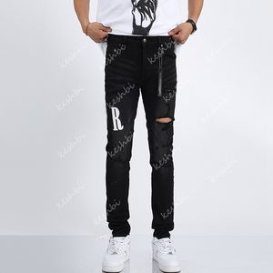 Designer jeans heren jeans vintage spattende inkt trendy high street sfeer wijd uitlopen wijd been mannen verontrust