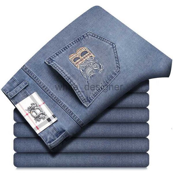 Jeans de créateurs pour hommes, grande marque de marque, tube droit en vrac pour hommes, pantalon long décontracté d'âge moyen d'été, broderie d'étiquette fine