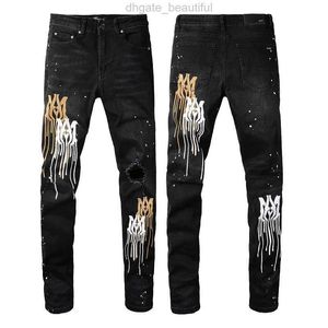 designer jeans heren miri jeans denim broek verontrust gescheurd biker borduurwerk Patch Hole Pant mode cool slim fit motorfiets stijl broek hoge kwaliteit trend katoen