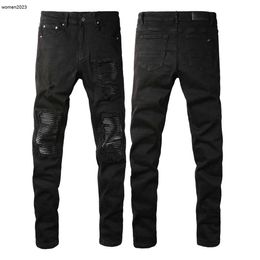 designer jeans heren broek paarse jeans Mens Jean Distressed Ripped Biker Slim Fit Motorcycle Mans gestapelde broek jeans 27 januari