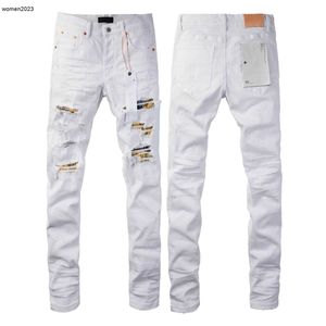 designer jeans heren broek paarse jeans Mens witte Jean Distressed Ripped Biker Slim Fit Motorcycle Mans gestapelde broek jeans 27 januari