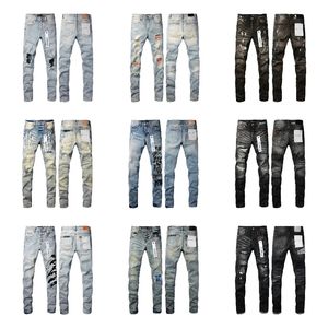 Designer Jeans Mens Purple Brand Jean Fashion Disted Ripped Denim Cargo True Religions Jeans Skinny Trend Brand Slim Fit Rock Revival Man Black Pants Xin12