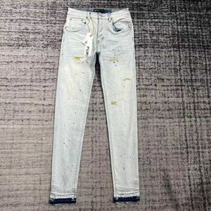 Designer Jeans Mens Purple Pants Pantalones Ripped Straight Regular Denim Tears Washed Old Longbg7q
