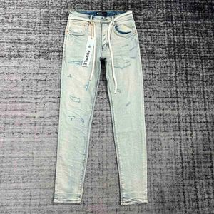 Designer jeans heren paarse broek gescheurd rechte gewone tranen gewassen oud lang gat 30-382aucblfi