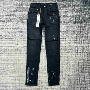 Designer jeans heren paarse broek gescheurd rechte gewone tranen gewassen oud lang gat 30-382aucsp3c