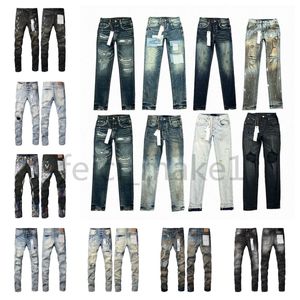 Jeans de designer pour hommes pourpre pantalons longs empilés jeans de la rue High Street Rétro Patch Patche