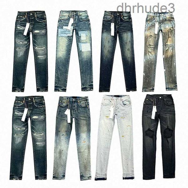 Jeans de diseñador para hombre Púrpura Mujeres Pantalones largos apilados Ksubi Ripped High Street Jeans Retro Paint Spot Patch Hole Denim Streetwear Silm Pies Micro Elástico 7XPY ZY7D