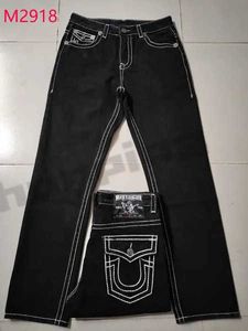 jeans de diseñador jeans ajustados para hombre Pegatinas flacas negras Lavado claro Motocicleta rasgada Joggers revival rock True Religions Jeans morados 7 MWG8