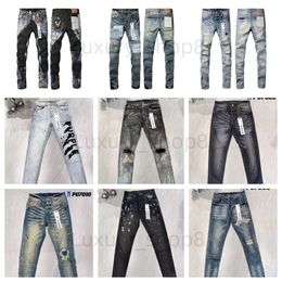 Jeans de diseñador Jeans ajustados para hombre Desig 55 colores Pantalones largos Hippop Etiqueta bordado Denim delgado Ropa de calle recta Pantalones pitillo al por mayor jeans morados 28-40