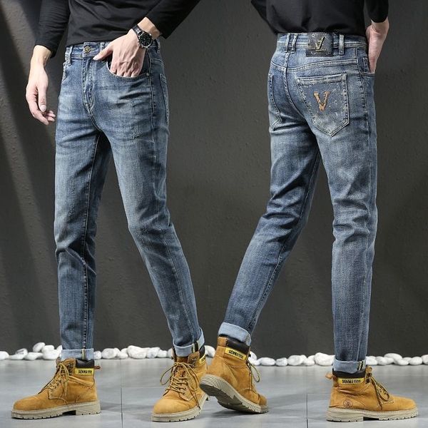 Designer Jeans Mens Slim Jeans Pantalon pour hommes Mens Stretch Skinny Luxury Brand Jeans Logo Luxur