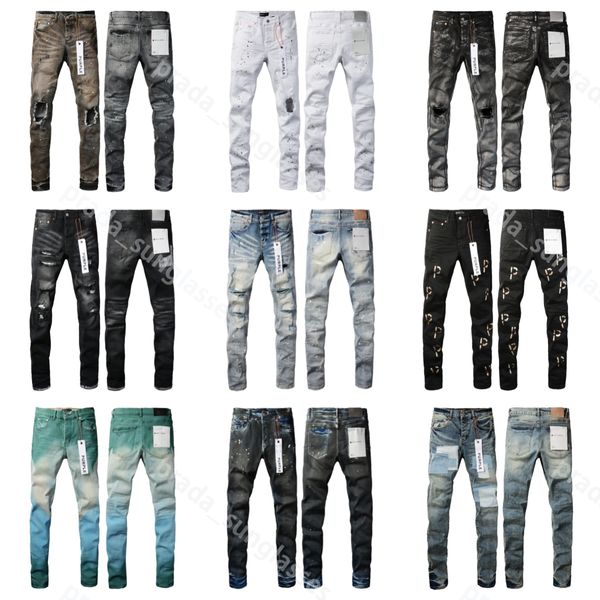 Jeans de designer jeans pourpre jeans en denim hommes pantalon pantalon violet ksubi jeans High Street Purple Retro Paint Spot Slim Feet Micro Elastic Jeans Hip-Hop Hrosport 001