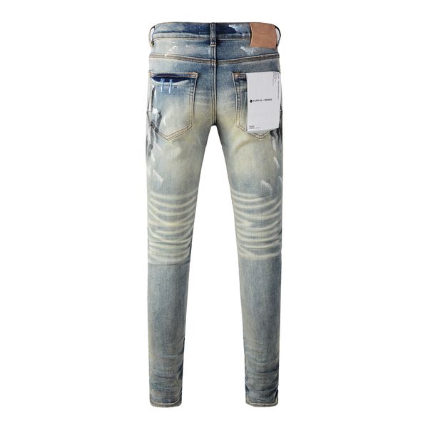 Jeans firmati jeans viola per uomo Imitazione di moda Pantaloni da strada strappati moto da donna buco rotto high street marca patch buco rotto denim utensili uomo Z6