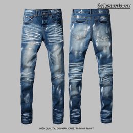 jeans de diseñador jeans morados jeans para hombres azul oscuro lavados de moda desgastados pantalones de hombre de alta calidad jeans ajustados apilados para hombres jeans de marca púrpura