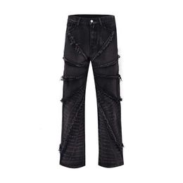 Jean de créateur tendance marque Baggy jean Style américain destructeur toile d'araignée bord jean hommes explosif rue pantalon ample
