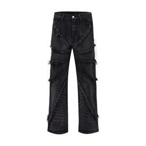 Jean de créateur tendance marque Baggy jean Style américain destructeur toile d'araignée bord jean hommes explosif rue pantalon ample