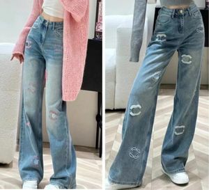 Designer Jeans Femme Pantalon Denim Lettre de jambe droite Pant High Waist Fashion Jean Pantalon Streetwear