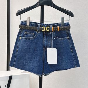 Designer jeans vrouwen denim shorts designer dames kleding riem spijkerbroek shorts geborduurd letterpatroon