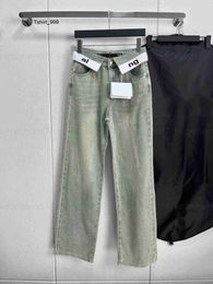 Diseñadores Jeans Mujeres Pantalones de chándal Denim Enzima Lavada de sastrería fina en la cintura y la entrepierna