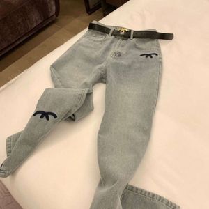 designer jeans damesbroek mode lente Slanke letter borduurdenimbroek losse lente rechte jeans