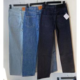 Designer Jeans Dames Aankomst Hoge Taille Uitgehold Geborduurd Logo Decoratie Casual Blauwe Rechte Denim Broek Drop Delivery Dh6De