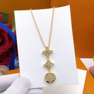 Designer sieraden bloem hanger ketting met diamant voor vrouwen klassiek luxe merk goud geschenk met doos
