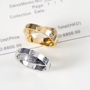 Bijoux de créateur Bague d'amour Double Cercle Marque de luxe pour cadeau de fiançailles de mariage pour femmes Taille multiple avec boîte