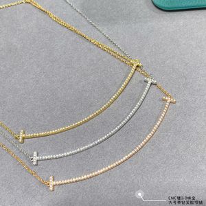 Designer sieraden hanger ketting voor vrouwen dubbele t smile diamant goud zilveren rosé goud multi -size met doos