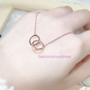 Designer Sieraden Koreaanse Rose Gold Dubbele Ring Ketting Dames Paar Cadeau Brief Liefde Hanger Ketting Cadeau