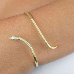 Designer sieraden 2021 Aangekomen goudkleur schattig dieren slangbunge armband Europese vrouwen mode ijsje uit 5a cz open aangepaste manchet