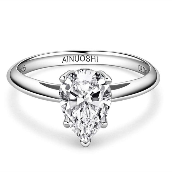 Joyería de diseño 2023 Nuevo anillo Mosan de lujo para mujer Forma de gota de agua de alto grado S925 Regalo de boda de aniversario de plata esterlina