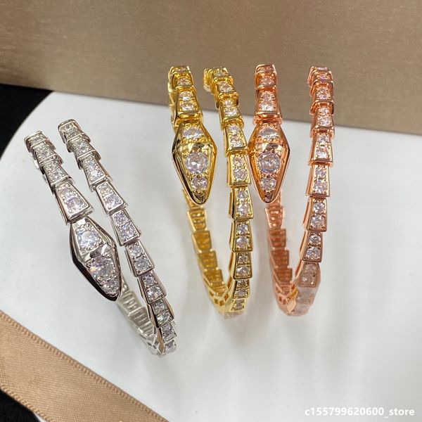 Bijoux de créateur 23bg bracelet de luxe bracelet en forme de serpent plein de diamants, or, argent, or rose, cadeaux élégants et à la mode pour hommes et femmes