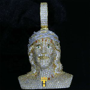 Designer sieraden 925 keten Nieuwe volledige diamant portret hiphop mannen Jezus stuk hanger