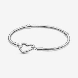 Designer Sieraden 925 Zilveren Armband Charm Bead fit Pandora Moments Heart Sluiting Snake Chain Slide Armbanden Kralen Europese Stijl Charms Beaded Murano