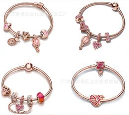 Bijoux de créateur Bracelet en argent 925 Charm Perle fit Pandora Or Rose Pur Amour Bracelets à Glissière Bidirectionnelle Perles Charmes de Style Européen Perlé Murano