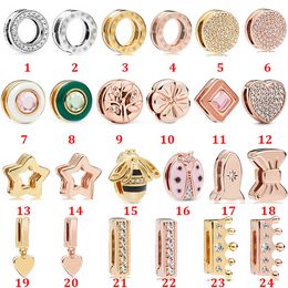 Designer Sieraden 925 Silver Armband Charm Bead Fit Pandora Rose Goud Bee Vijfpuntige Star Clasp Clasp Slide Armbanden Kralen Europese stijl Charms Beaded Murano