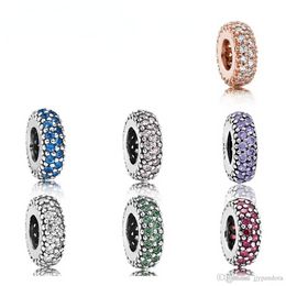 Bijoux de créateurs 925 Bracelet en argent Charm Perle Fit Pandora Multicolore Diamant Ovale Slide Bracelets Perles Style Européen Charms Perlé Murano