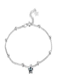 Bijoux de créateur 925 Bracelet en argent Charme Perle Fit Sparklett Star Anklets avec Blue Crystal Slide Bracelets Perles européen 9290033