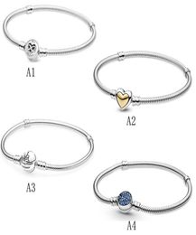 Bijoux de créateurs 925 Bracelet en argent Charme Perle Fit P Nouveau produit Bleu Plein Diamant Amour Slide Bracelets Perles Européenne Styl9281416