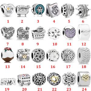 Bijoux de créateur Bracelet en argent 925 Charm Perle fit Pandora Crown Lettre Swirl Fastener Style Slide Bracelets Perles Style Européen Charms Perlé Murano